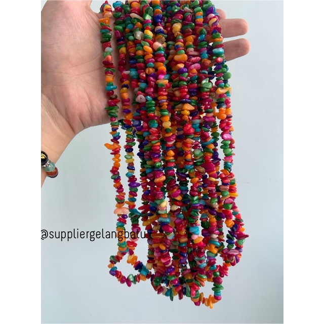 kerikil kerang MULTICOLOUR MIX WARNA 1cm bahan gelang kalung campur