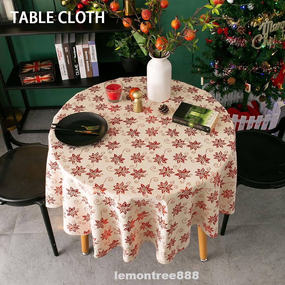 Round Soft Printed Christmas Decoration Home Hotel Table Cloth Shopee Indonesia