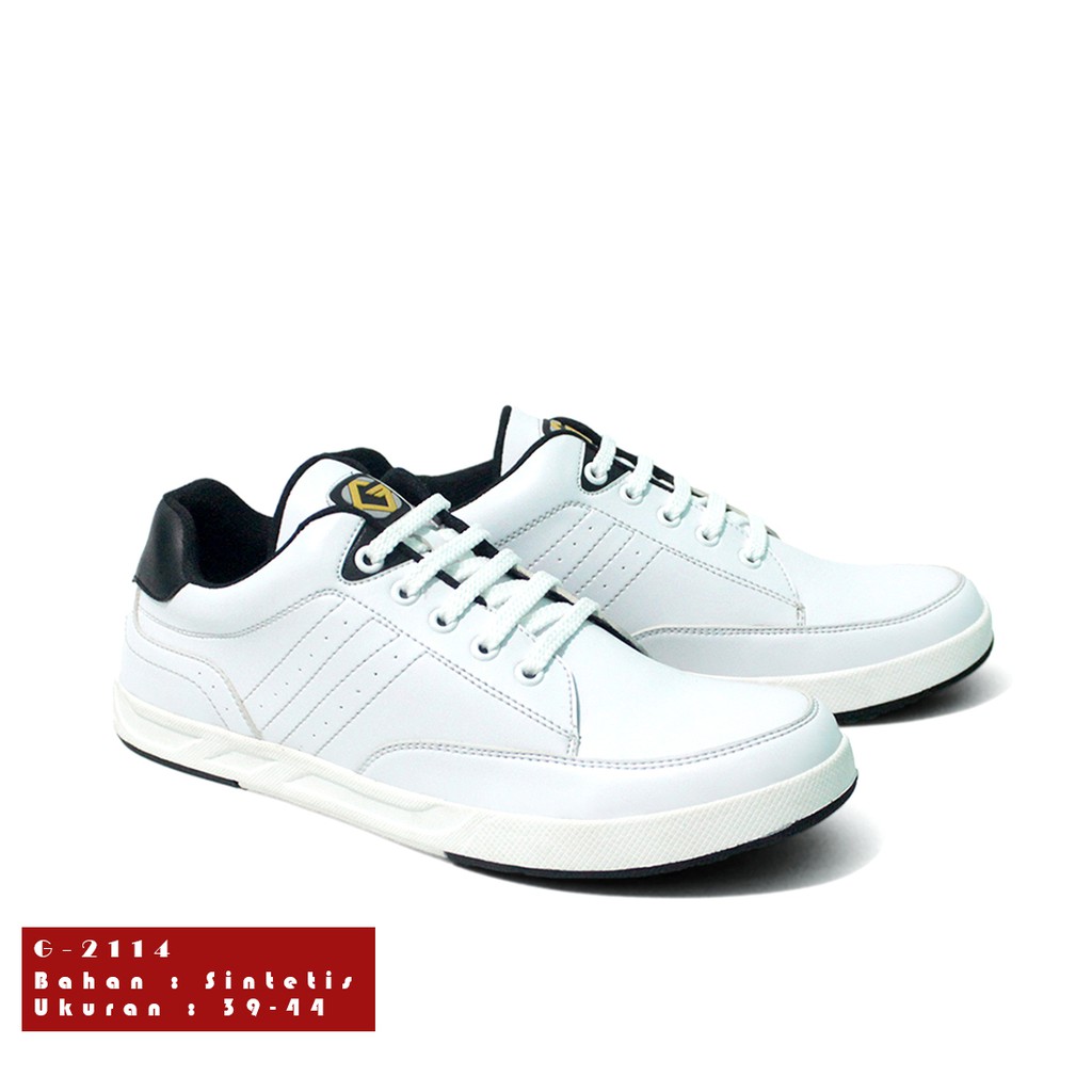 GEOVELLI Ori Sepatu Casual Sneakers Pria Geovelli Pria Full White Sepatu Putih