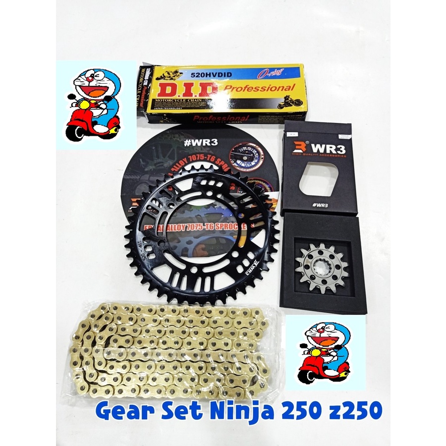 PAKET gear Set ninja 250 z250 fi gir depan belakang rantai DID SALEE