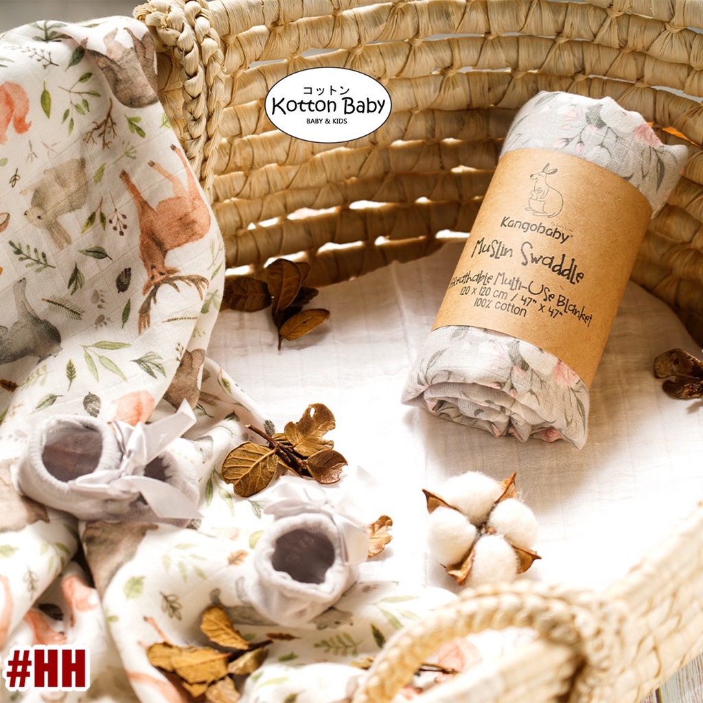 [ORGANIC KATUN] Earth Tone Premium Kain Bedong Muslin Bayi | Baby Swaddle Muslin Bamboo | Selimut Bayi Catalog HH