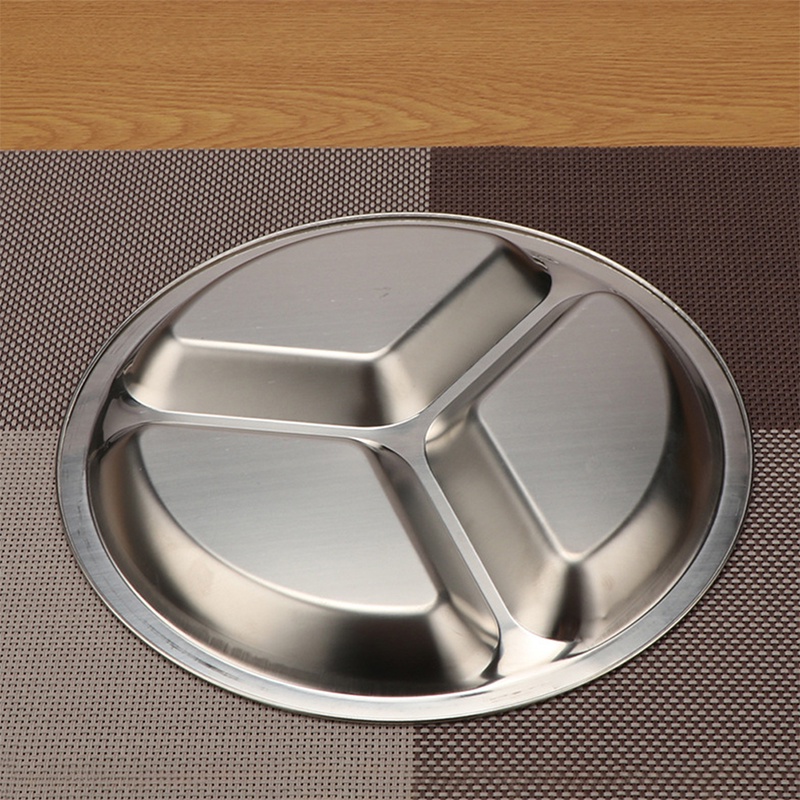 Piring Makan 3 Bagian Bahan Stainless Steel Ukuran 22 / 24cm