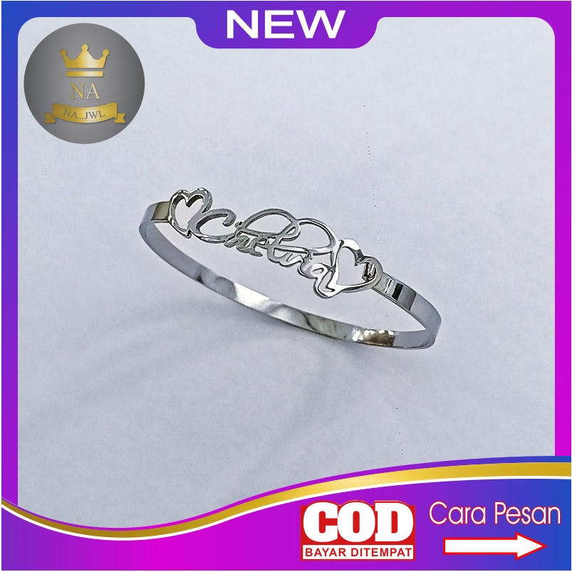 Gelang custom nama Titanium Anti Karat bracelet korea name aksesoris wanita fashion perempuan