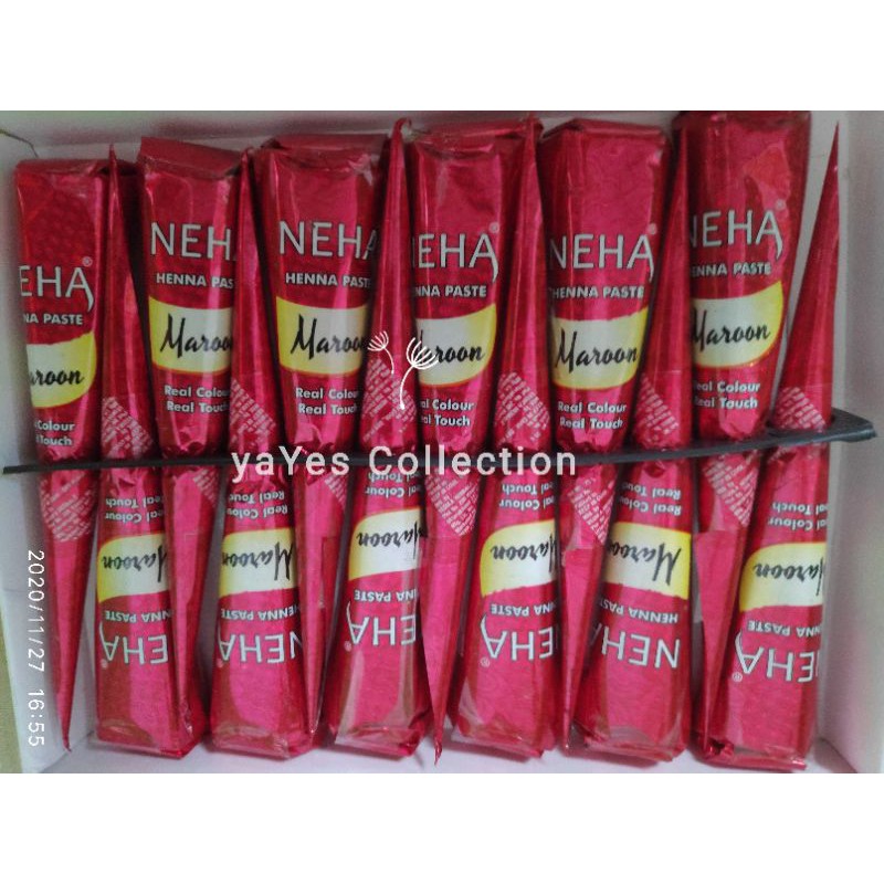 Henna cone Kuku nail neha mahendi hand painting lukis tangan hena marron clasik white black red