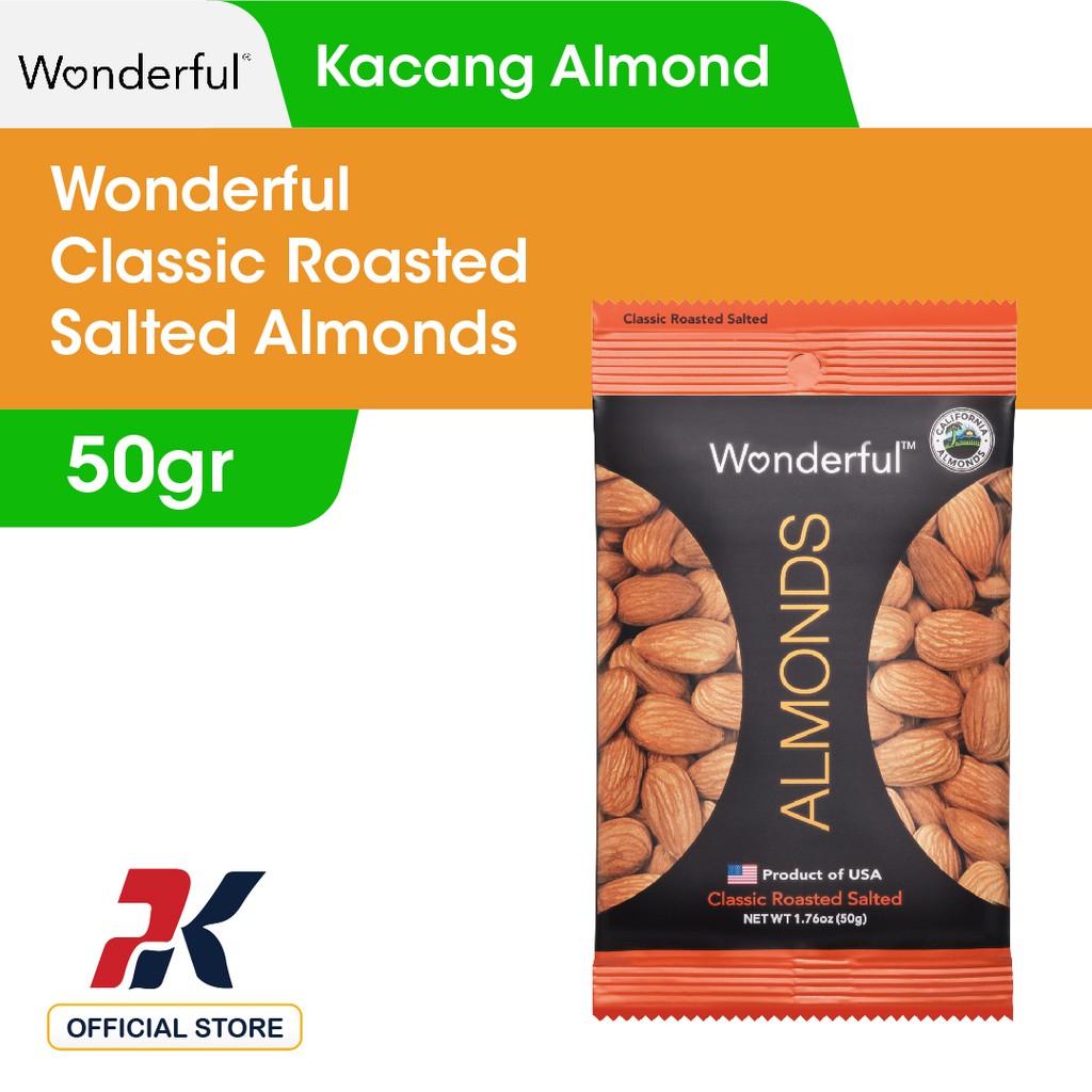 

Wonderful Classic Roasted Salted Almond 50gr - Kacang Almond