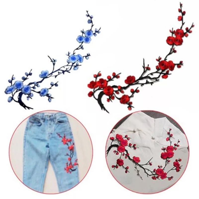 Bordir Bunga Sakura, Flower Applique Clothing Embroidery Iron On Patch