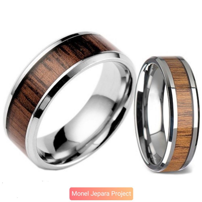 Cincin Pria Wanita Titanium Brown Elegan