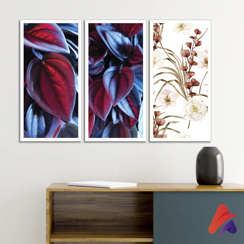 HIASAN DINDING BUNGA REALISTIC (15X30CM) WALL DECOR PAJANGAN DINDING POSTER KAYU RUANGAN