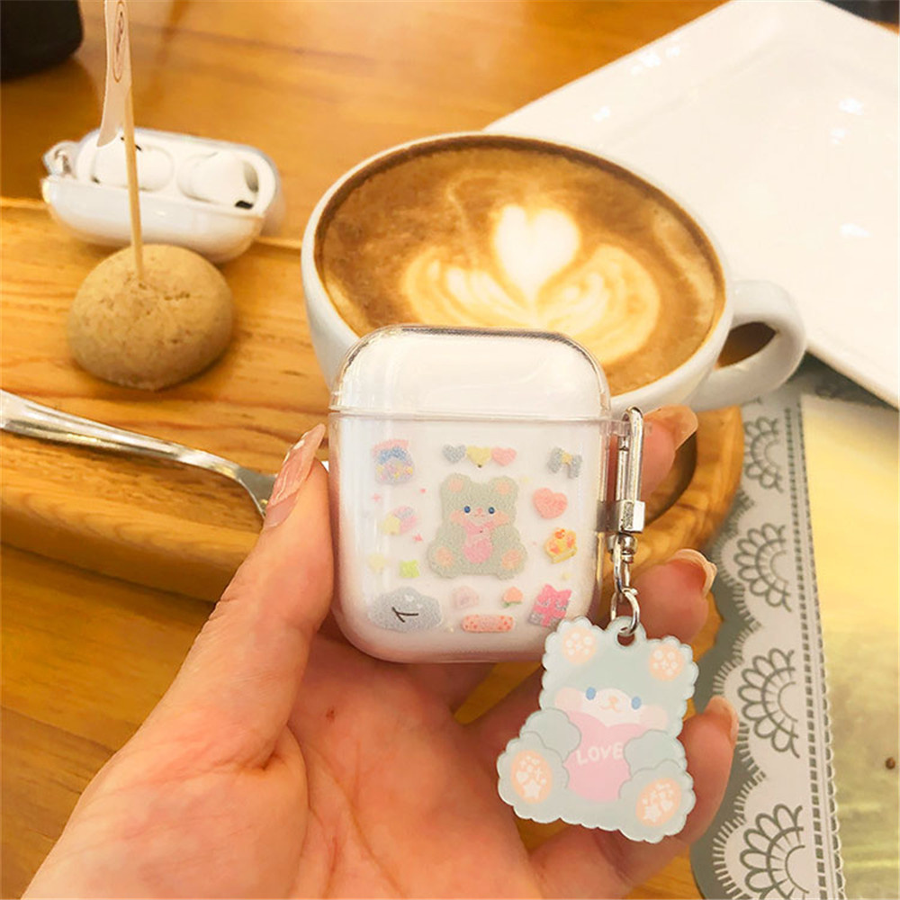 【COD Tangding】INS Cute Bear with AirPODS 1/2 Earphone Case Cartoon Apple Wireless Bluetooth Protective Soft Case