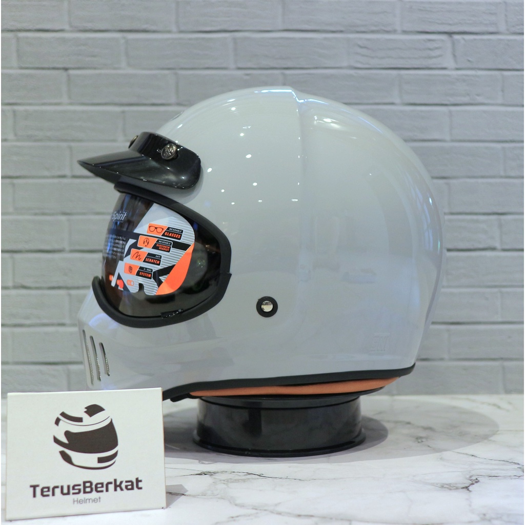 Helm INK Trooper Polos Asphalt Grey Full Face Helm Retro Classic
