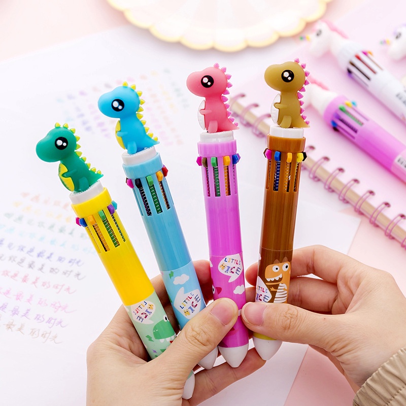 1 pcs 4 Gaya 10 Warna Kawaii Berwarna Bolpoin Flamingo Transparan Kartun Multi Warna Mengubah Pena Bola Pen Untuk Anak-Anak