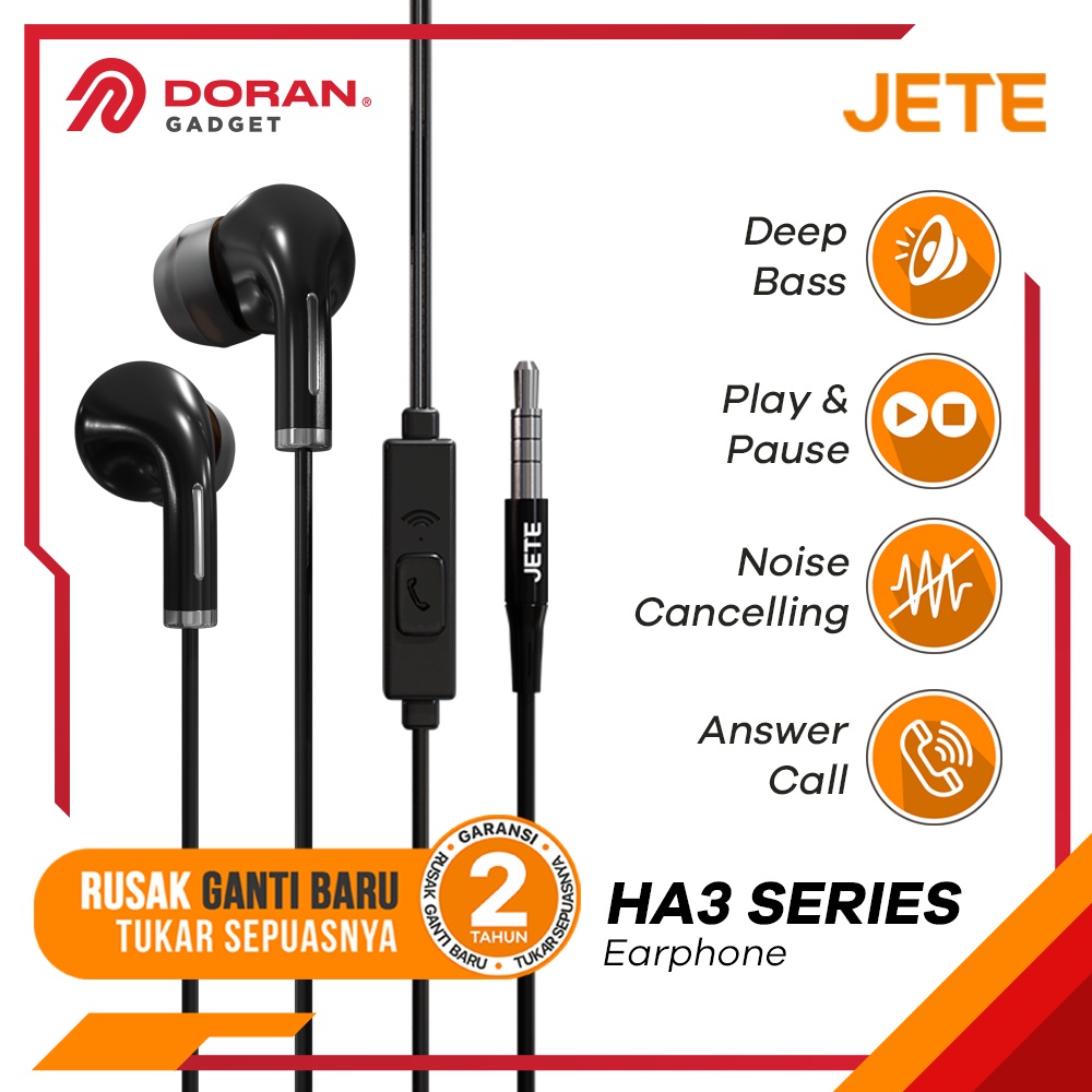 Headset I Earphone I Handsfree JETE HA3 - Garansi 2 Tahun