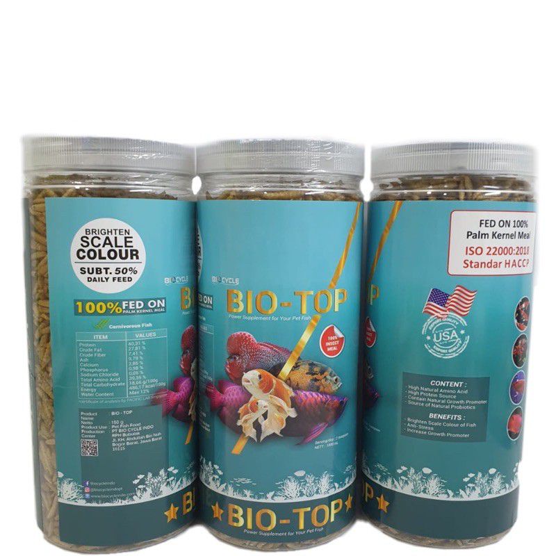 BIOTOP Maggot BSF Bio Top KEMASAN BOTOL TOPLES pakan makanan ikan