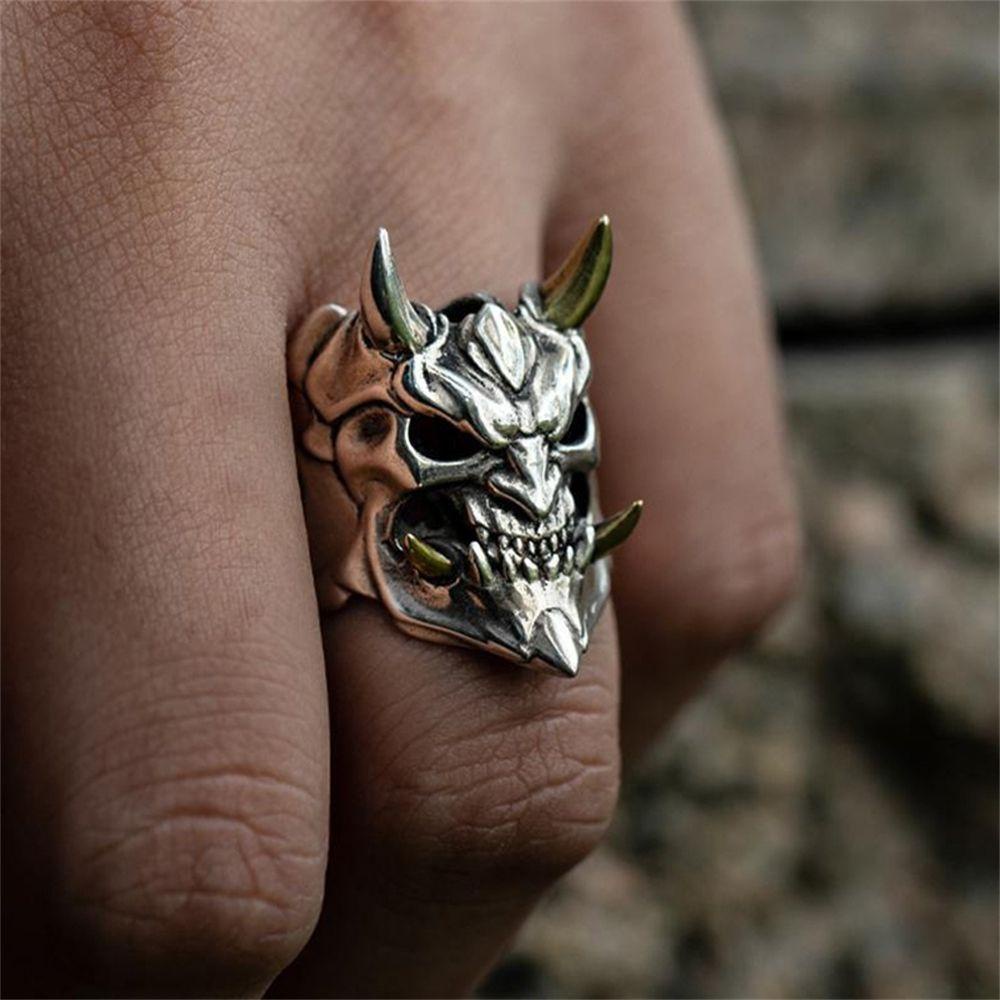 Lily Prajna Cincin Aksesoris Fashion Pria Warrior Skeleton Gothic Vintage