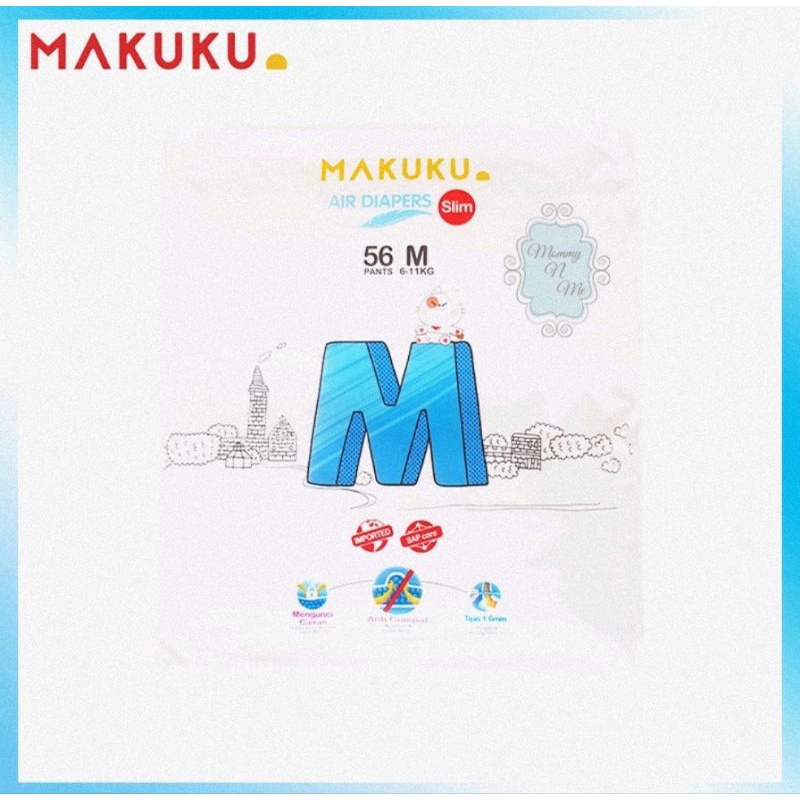 Makuku Air Diapers Slim Pants M52,L50 &amp; XL48 - Popok Sekali Pakai