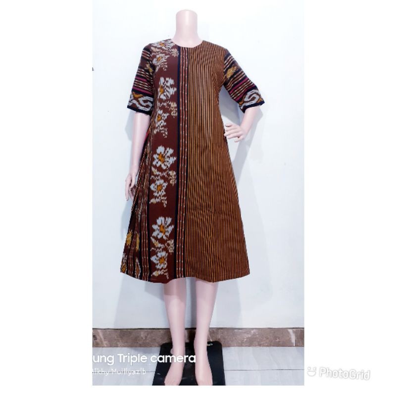 Dress tenun blangket dress murah baju tenun jepara ethnic kombi lurik DTB 6