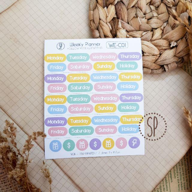 [Sticker Party]  Sticker Alphabet Huruf Abjad Angka Minggu Bulanan Dot 0,8CM Warna Candy-Week -Not Laminated