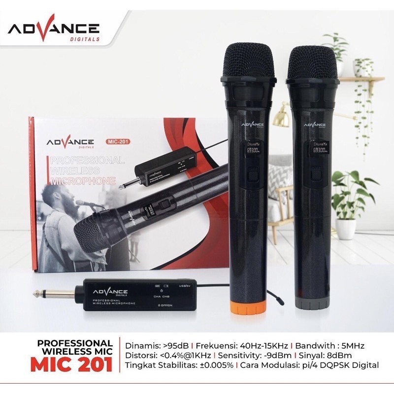 ADVANCE Mic Wireless 201 - Microphone Tanpa Kabel / Mic Tanpa Kabel