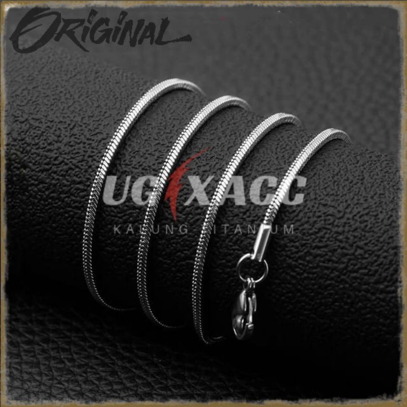 Kalung Titanium Pria Wanita Anti Karat Silver Perak Model Kotak Kalung Monel Anti Karat Pria Wanita 
