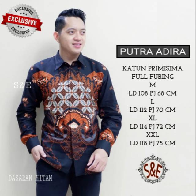 Kemeja Batik Eksklusif Putra Adira Bahan Katun Primisima Lapis Furing Bahan Adem