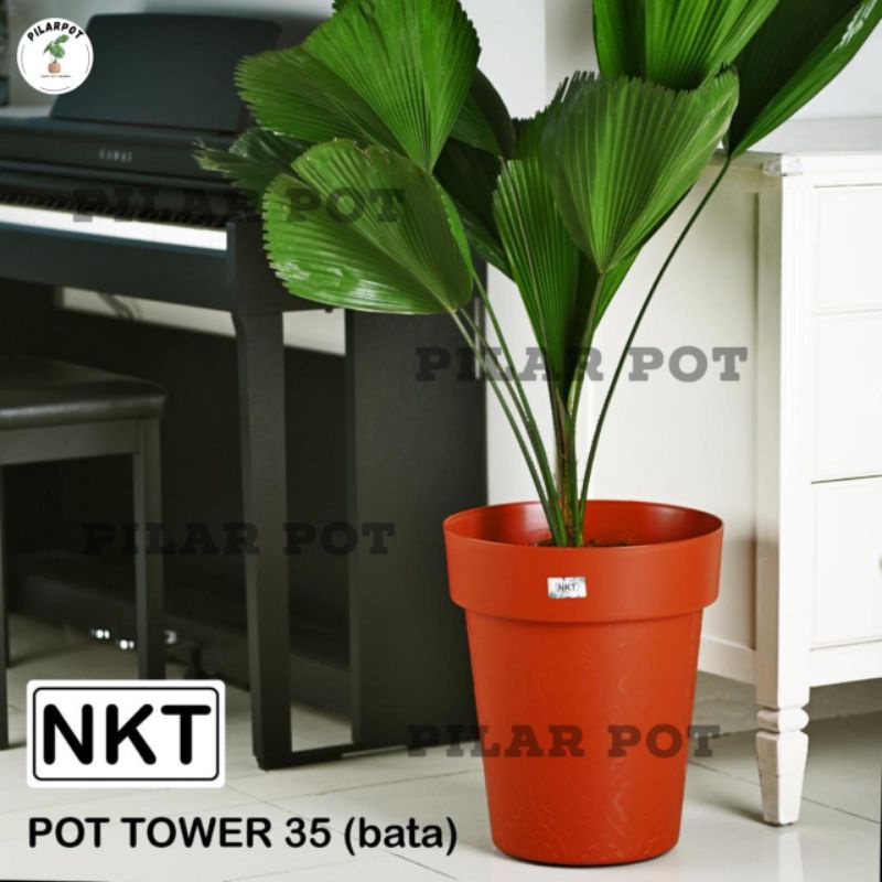 pot bunga tanaman tinggi tower 35cm - NKT TOWER JUMBO 35 MERAH BATA