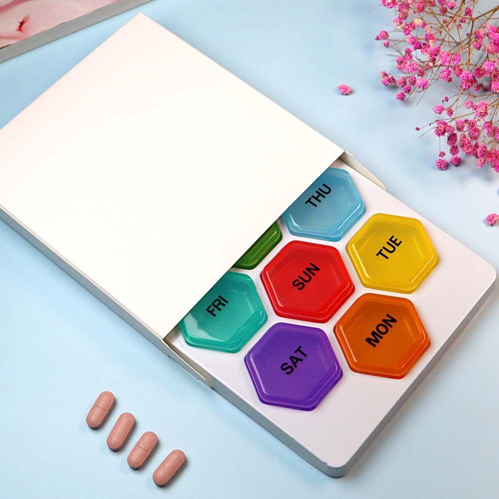 [Elegan] Kotak Pil Obat 7hari Mingguan Colorful Tablet Wadah Penyimpanan Obat Organizer Vitamin Mingguan Pill Box