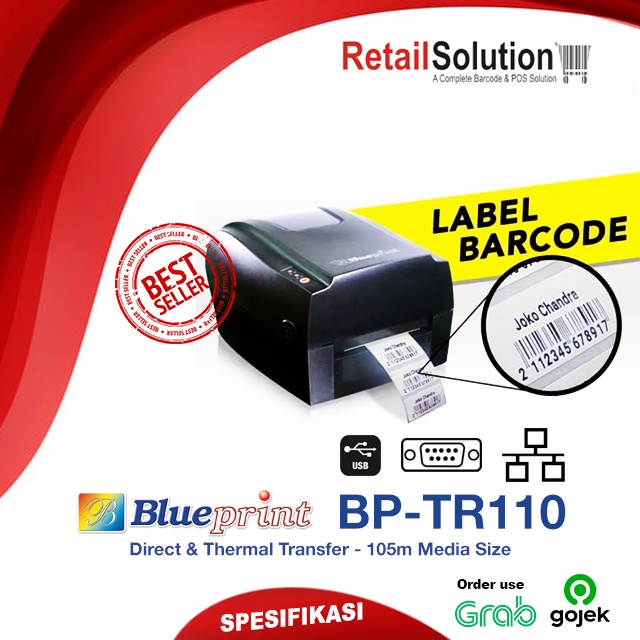 Printer Barcode Label USB Serial LAN - Blueprint BP TR110 / TR-110