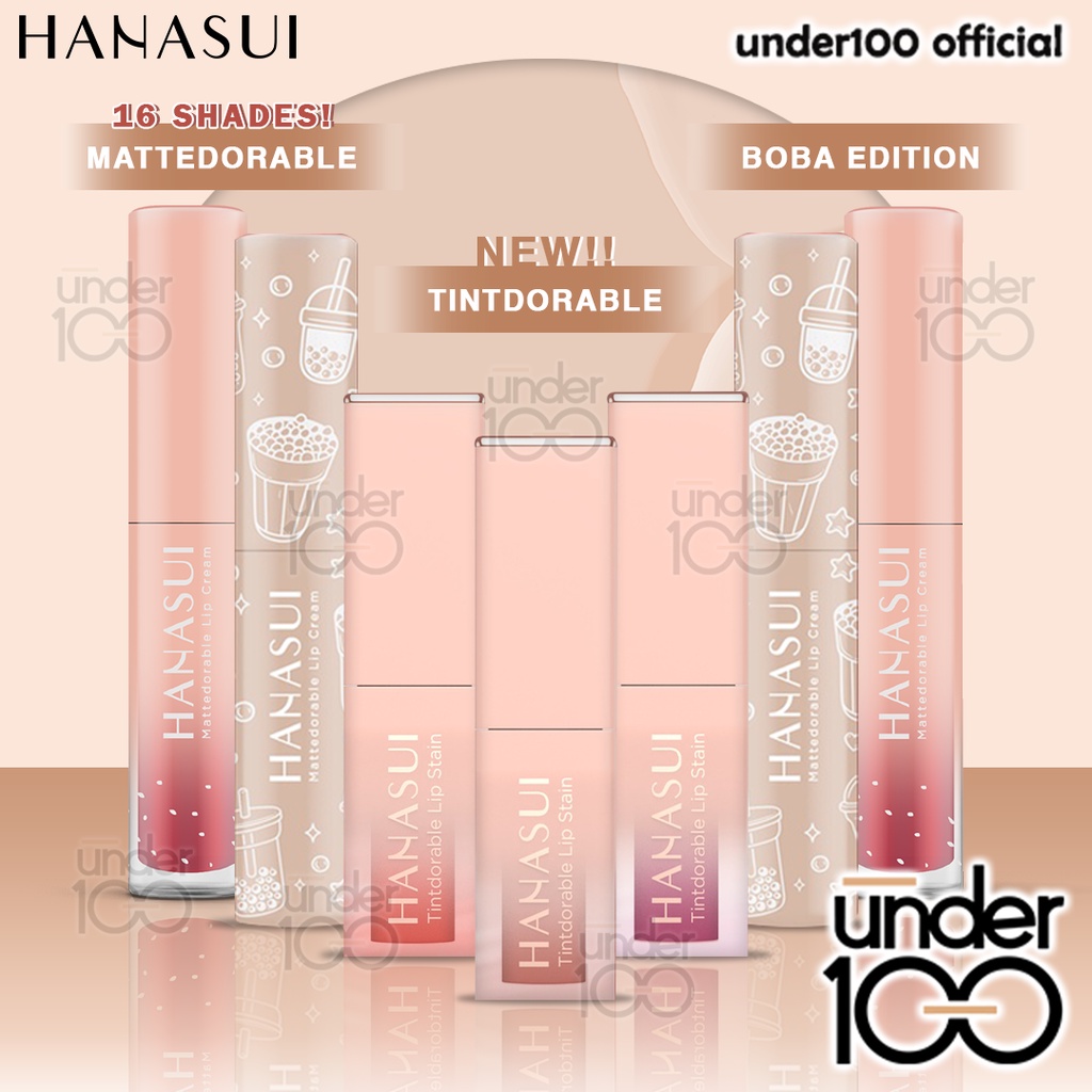 ❤ UNDER100 ❤ HANASUI ✔️BPOM BOBA Mattedorable Lip Cream Tintdorable Lip Tint | Lip Stain | dual function bibir blush on lip and cheek