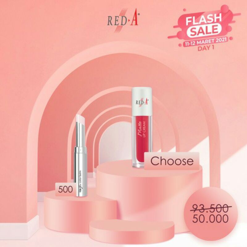 Paket Lipstick Lip Glo Color Balm Matte Cream Red A