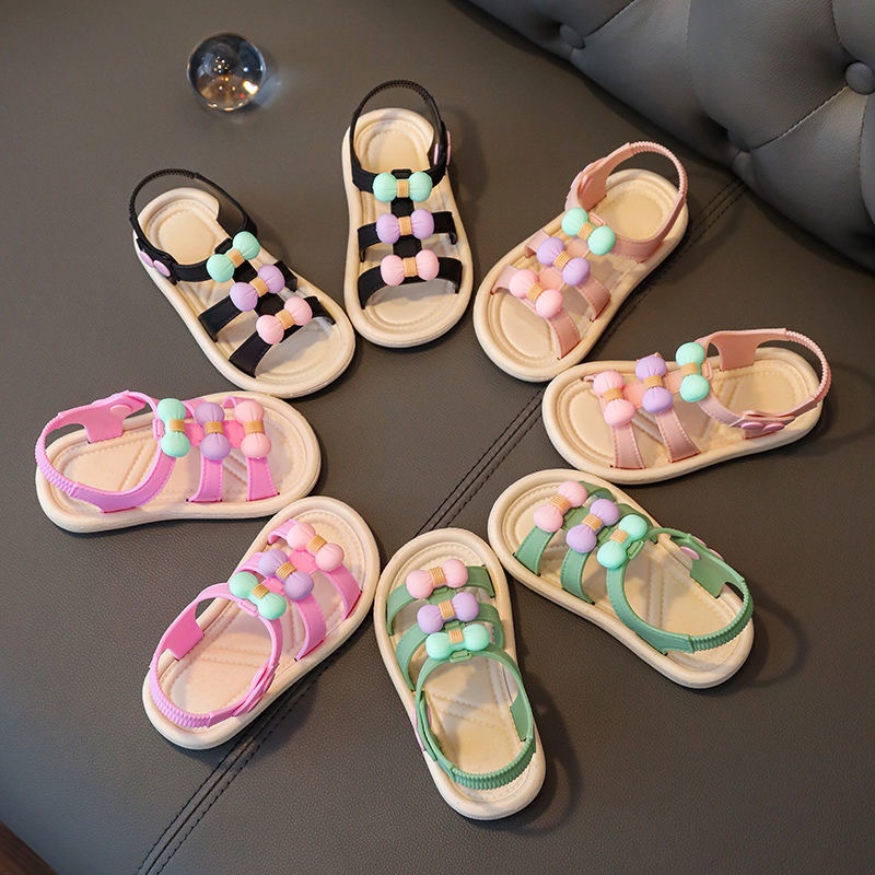 SANDAL ANAK PEREMPUAN IMPORT WARNA WARNI PITA BULAT UMUR 2-7 TAHUN