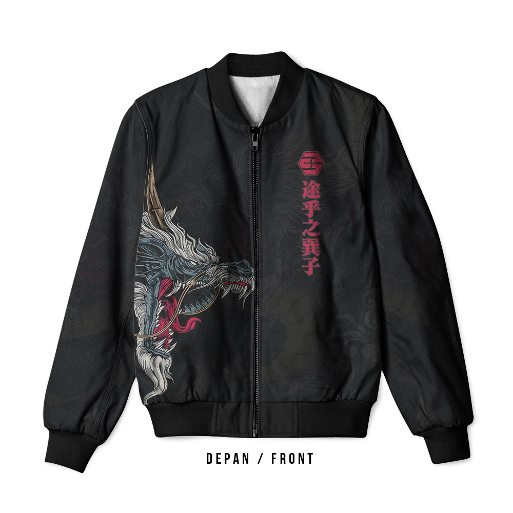 Jaket Bomber Pria Wanita Motif Jepang Japanese Ryujin God Of The Sea Pattern Custom Fullprint