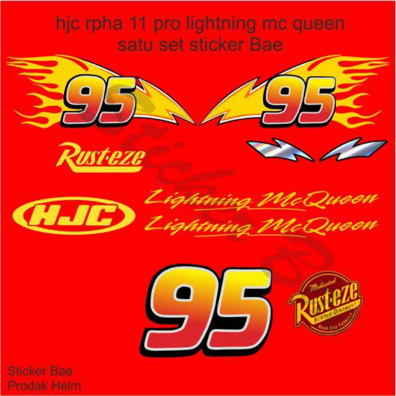 STIKER HJC RPHA 11 LIGHTNING MC QUEEN CUTTING