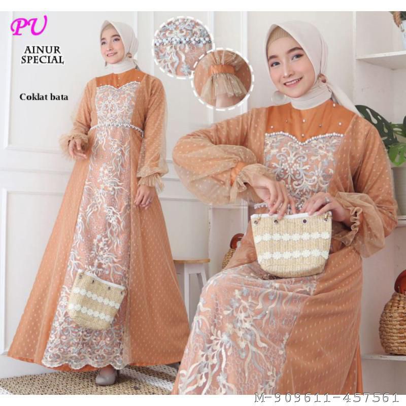 DRESS MUSLIM WANITA GAMIS AINUR MAXMARA DRES LEBARAN WANITA MUSLIMAH