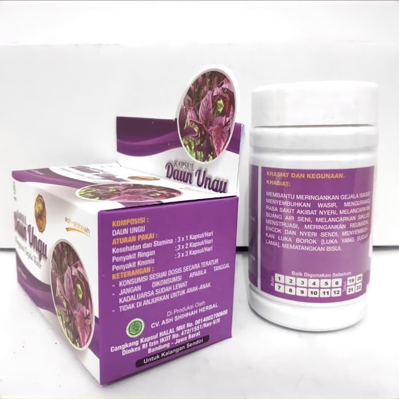 [Original] Kapsul Herbal Daun Ungu BPOM Obat Ambeien Wasir Ambeyen Benjolan Asli Ash Shihhah