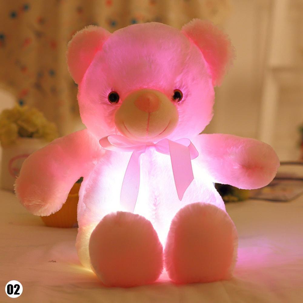 Timekey Boneka Plush Beruang Dengan Lampu LED Warnawarni Ukuran 30cm F7Y9