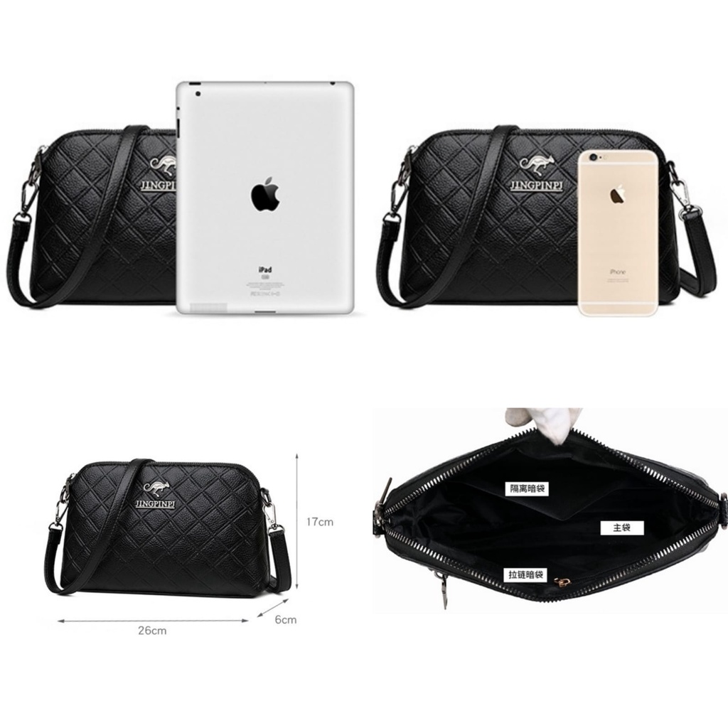 TAS SELEMPANG WANITA IMPORT KULIT PREMIUM HITAM KOREA SLING BAG CEWEK MURAH MEENA TA592B5 FASHION REMAJA KEKINIAN BRANDED BATAM PREMIUM