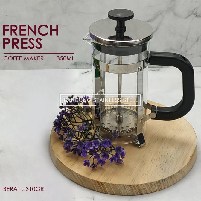 

[ COD ] Sus 304 french press 350ml coffee plunger kaca coffee maker tea seduh KOMPLIT Kode 885