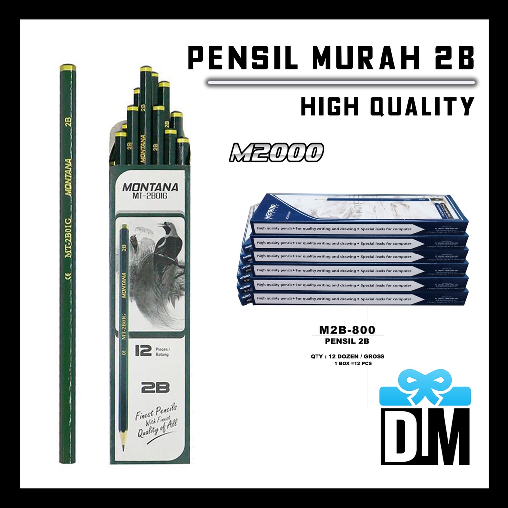 

Pensil M2000 Montana M2B Murah Berkualitas Pencil For Computer Pensil 2B Serut Biru Hijau Untuk Komputer Ujian