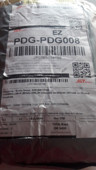 Stelan Jumbo Ll Kencana Ungu Label Biru Ukuran Jumbo