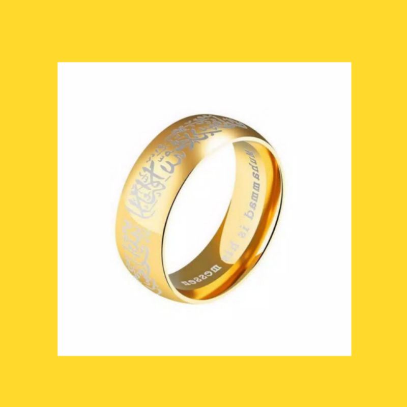 Cincin Tauhid lafadzz pria wanita Bahan titanium grade Gold