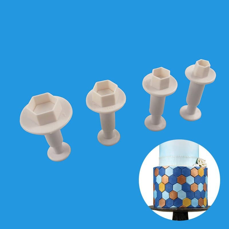 Fondant Plunger Cutter - Cetakan Fondant Bentuk Heksagonal (4pcs)