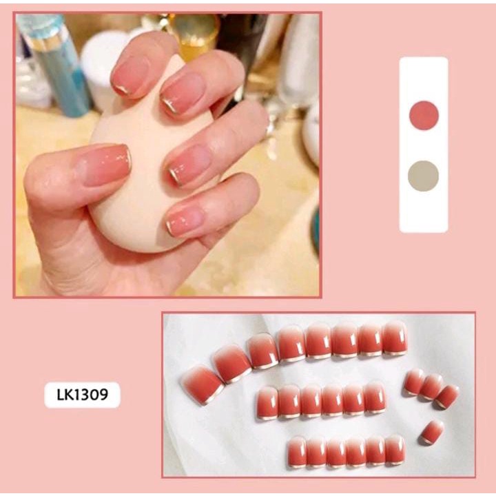 FRENCH OMBRE PINK RED NAILS KUKU PALSU OMBRE NAIL KUKU PALSU WEDDING