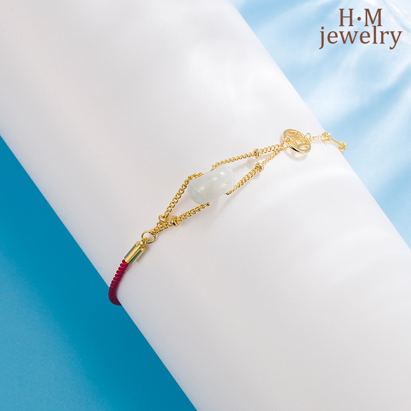 Gelang Tangan Rantai Sterling Silver 925 Aksen Batu Emerald / Mutiara Imitasi Untuk Wanita