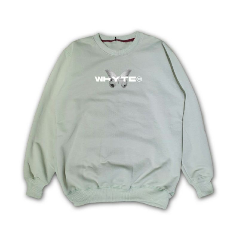 Whyte Crewneck Pria Wanita Sweater Hijau Mint Rethentic Sweatshirt