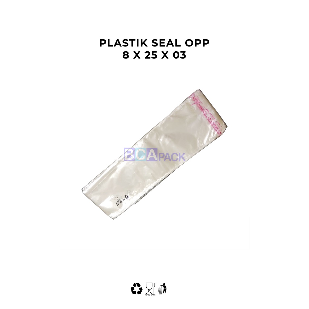 

KEMASAN PLASTIK SEAL OPP 8 X 25 X 03 - PLASTIK BENING - 100 LEMBAR