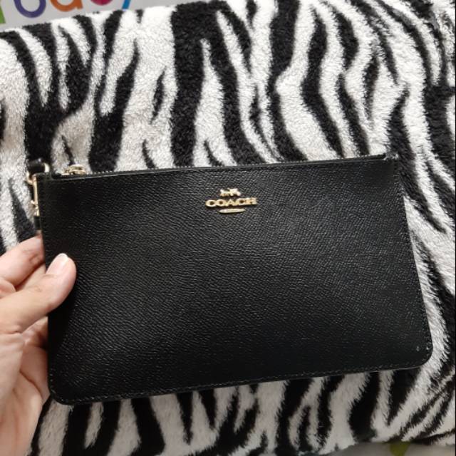 Coach Wristlet Double Zip Large Black