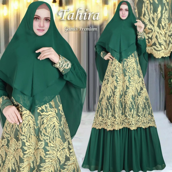 PREMIUM GAMIS PESTA MUSLIM SAFITRI HIJAU MINT GAMIS CANTIK TERBARU - HIJAU