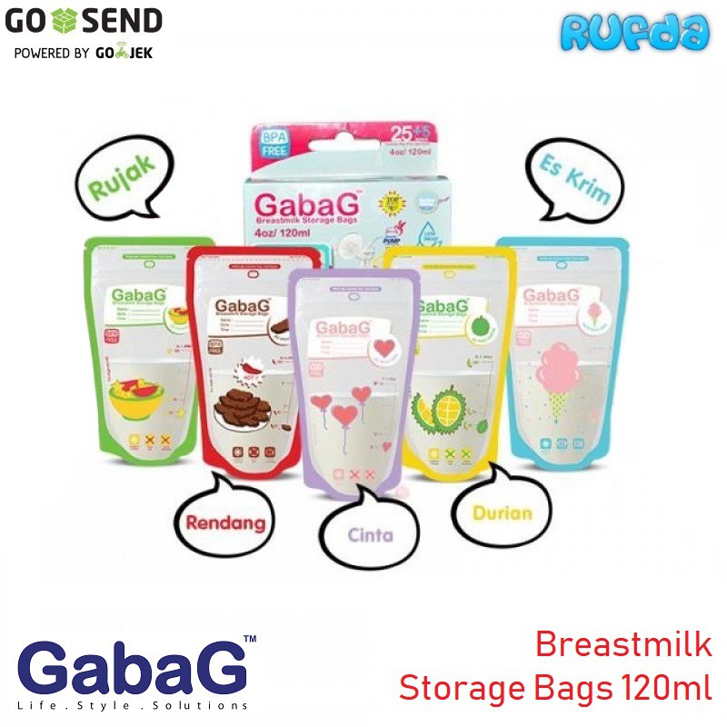 Gabag Kantong ASI 120ml Warna Warni Breastmilk Storage Bags 4oz