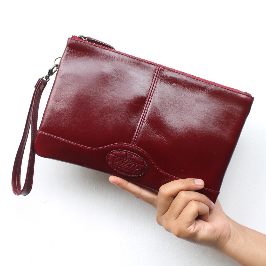 CLUTCH WANITA KULIT ASLI NEVARA MERAH MAROON / FREE GRAVIR NAMA DI CLUTCH