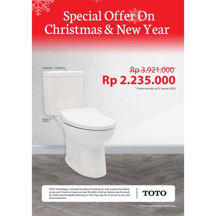 CLOSET DUDUK TOTO CW420JW( 1 SET ) JARAK AS : 50 CM XDV646EAS